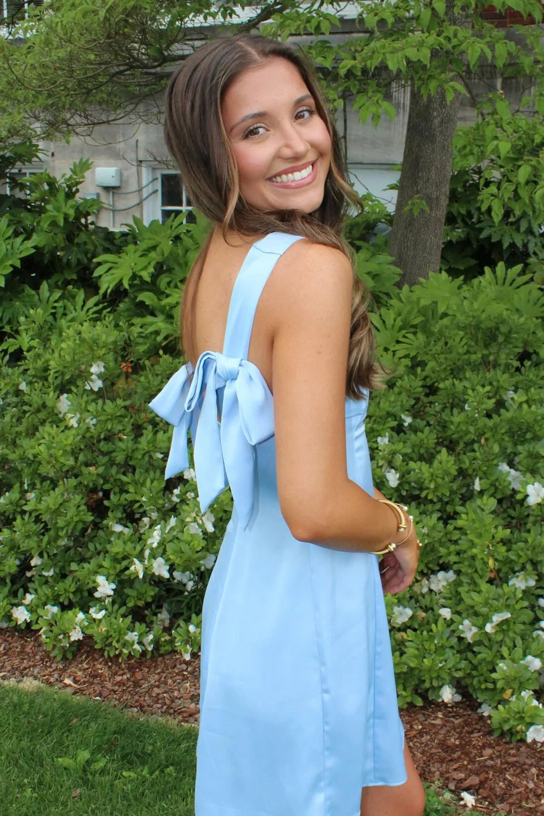 Satin A-Line Boat Straps With Bow Short Party Homecoming Dress