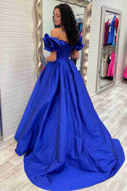 Satin A-Line Empire Long Party Prom Dress