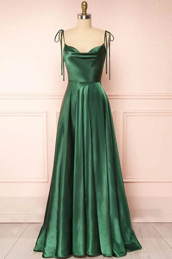 Satin A-Line Spaghetti Straps Empire Casual Bridesmaid Dress