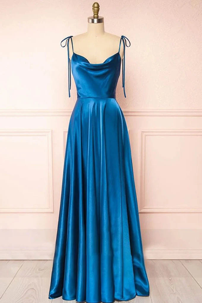 Satin A-Line Spaghetti Straps Empire Casual Bridesmaid Dress