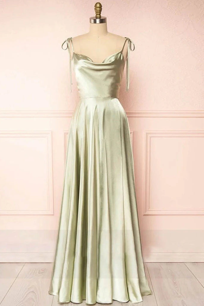 Satin A-Line Spaghetti Straps Empire Casual Bridesmaid Dress