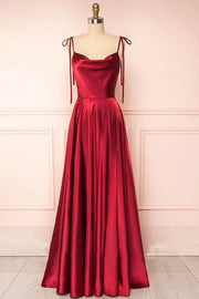 Satin A-Line Spaghetti Straps Empire Casual Bridesmaid Dress