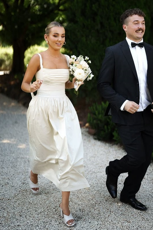 Satin A-Line Square Sleeveless Empire Bridesmaid Dress