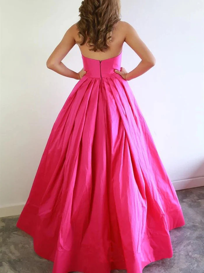 Satin A-Line Sweetheart Strapless Empire Prom Dress