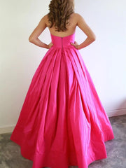 Satin A-Line Sweetheart Strapless Formal Prom Dress