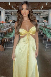 Satin A-Line Sweetheart Strapless Lace Up Party Prom Dress 