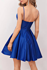 Satin A-Line V-Neck Sleeveless Empire Homecoming Dress