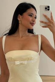 Satin Empire Mermaid Sleeveless Long Party Prom Dress