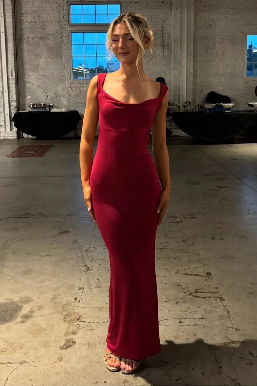 Satin Fitted Bateau Strapless Backless Party Prom Dress