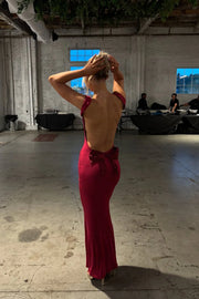 Satin Fitted Bateau Strapless Backless Party Prom Dress