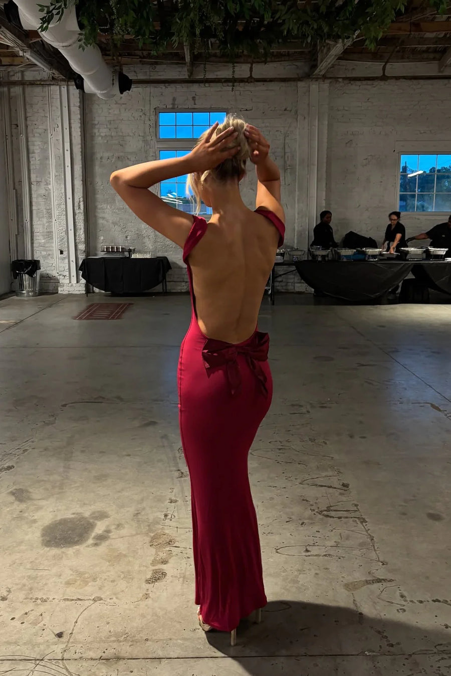 Satin Fitted Bateau Strapless Backless Party Prom Dress