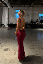 Satin Fitted Bateau Strapless Backless Party Prom Dress