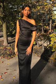 Satin Fitted Empire Floor-Length Bridesmaid Dress