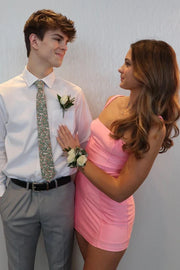 Satin Fitted Empire Square Sleeveless Mini Homecoming Dress