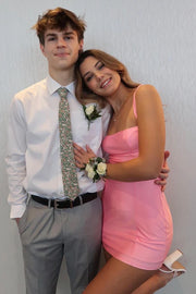 Satin Fitted Empire Square Sleeveless Mini Homecoming Dress