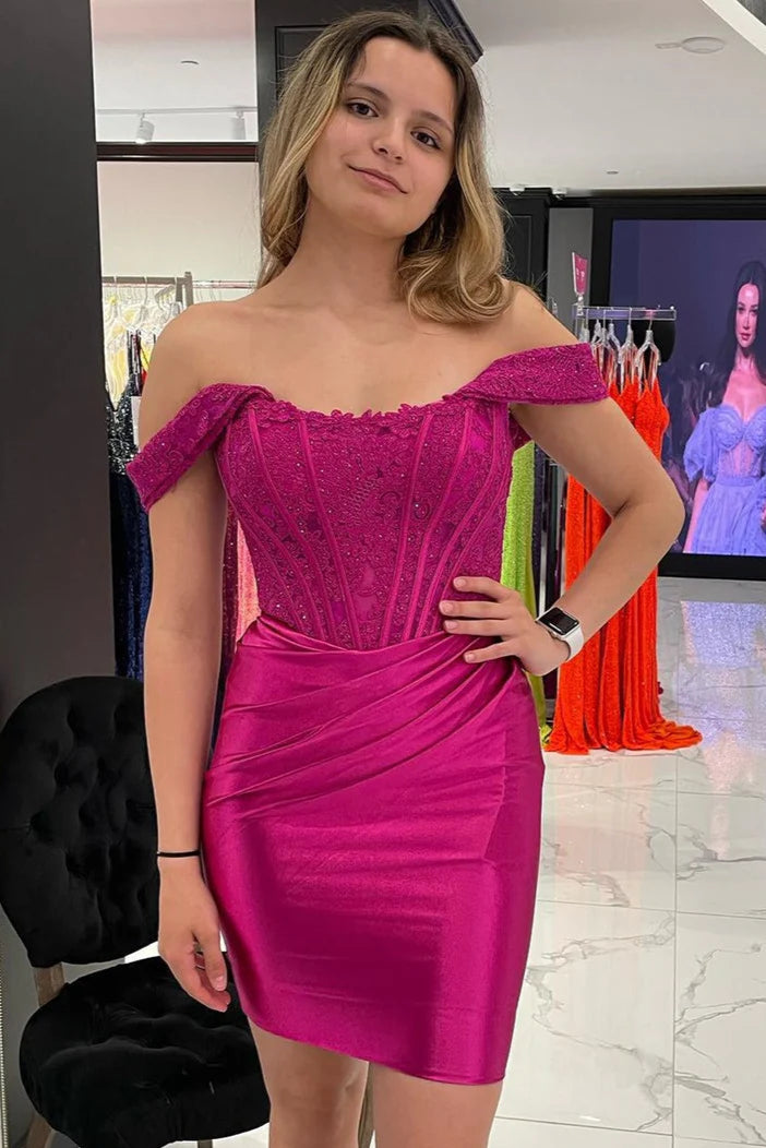 Satin Fitted Two Tone Empire Ruched Homecoming Dress Fuchsia / US 16 Satin Fitted Two Tone Empire Ruched Homecoming Dress Fuchsia / US 16