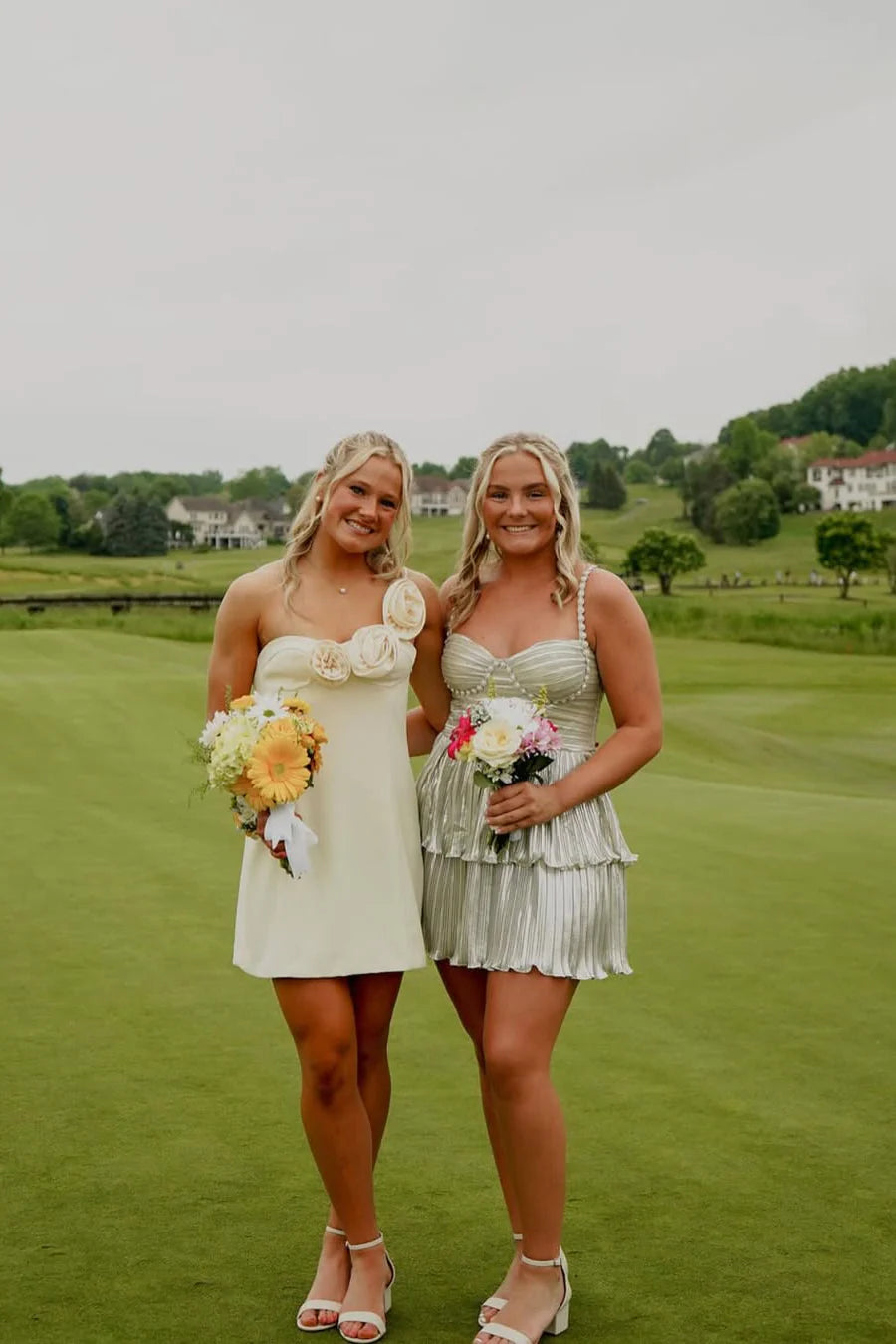 Satin Florals One Shoulder A-Line Mini Homecoming Dress