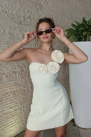 Satin Florals One Shoulder A-Line Mini Homecoming Dress