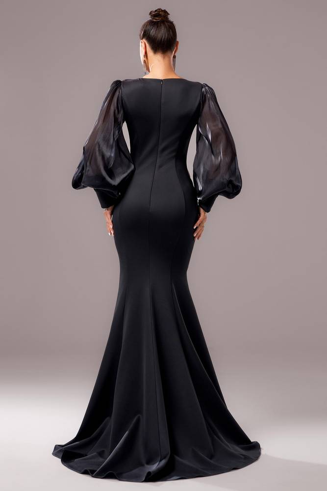 Satin Long Sleeves Mermaid Party Evening Dress