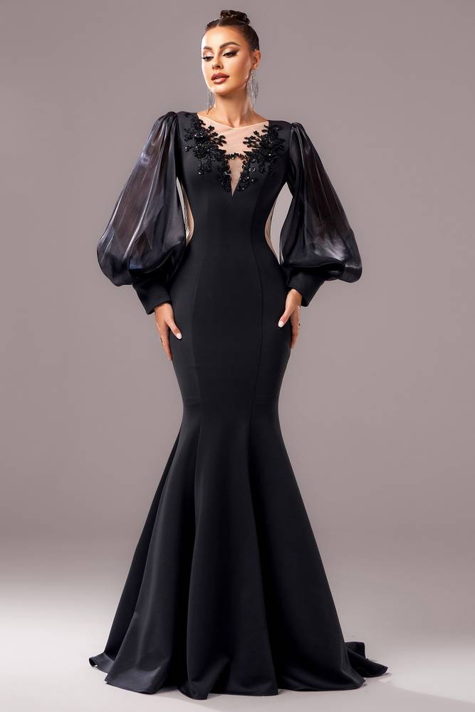 Satin Long Sleeves Mermaid Party Evening Dress