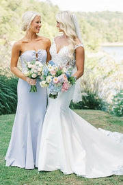 Satin Strapless Empire Mermaid Long Bridesmaid Dress With Bows