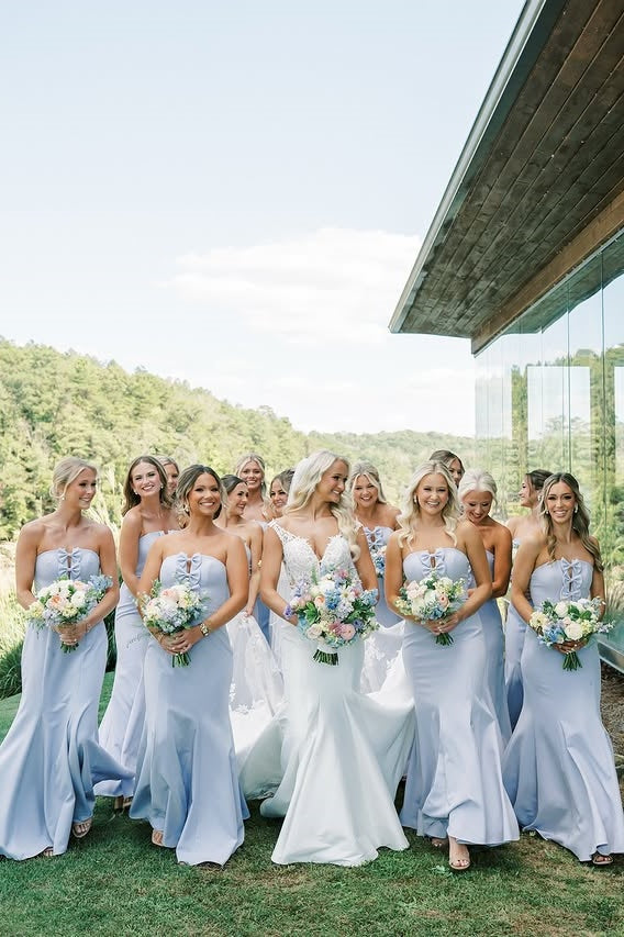 Satin Strapless Empire Mermaid Long Bridesmaid Dress With Bows