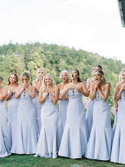 Satin Strapless Empire Mermaid Long Bridesmaid Dress With Bows