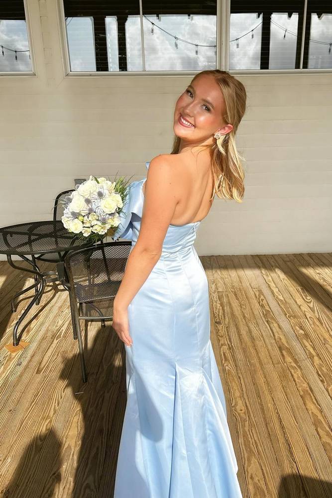 Satin Strapless Empire Mermaid Prom Dress