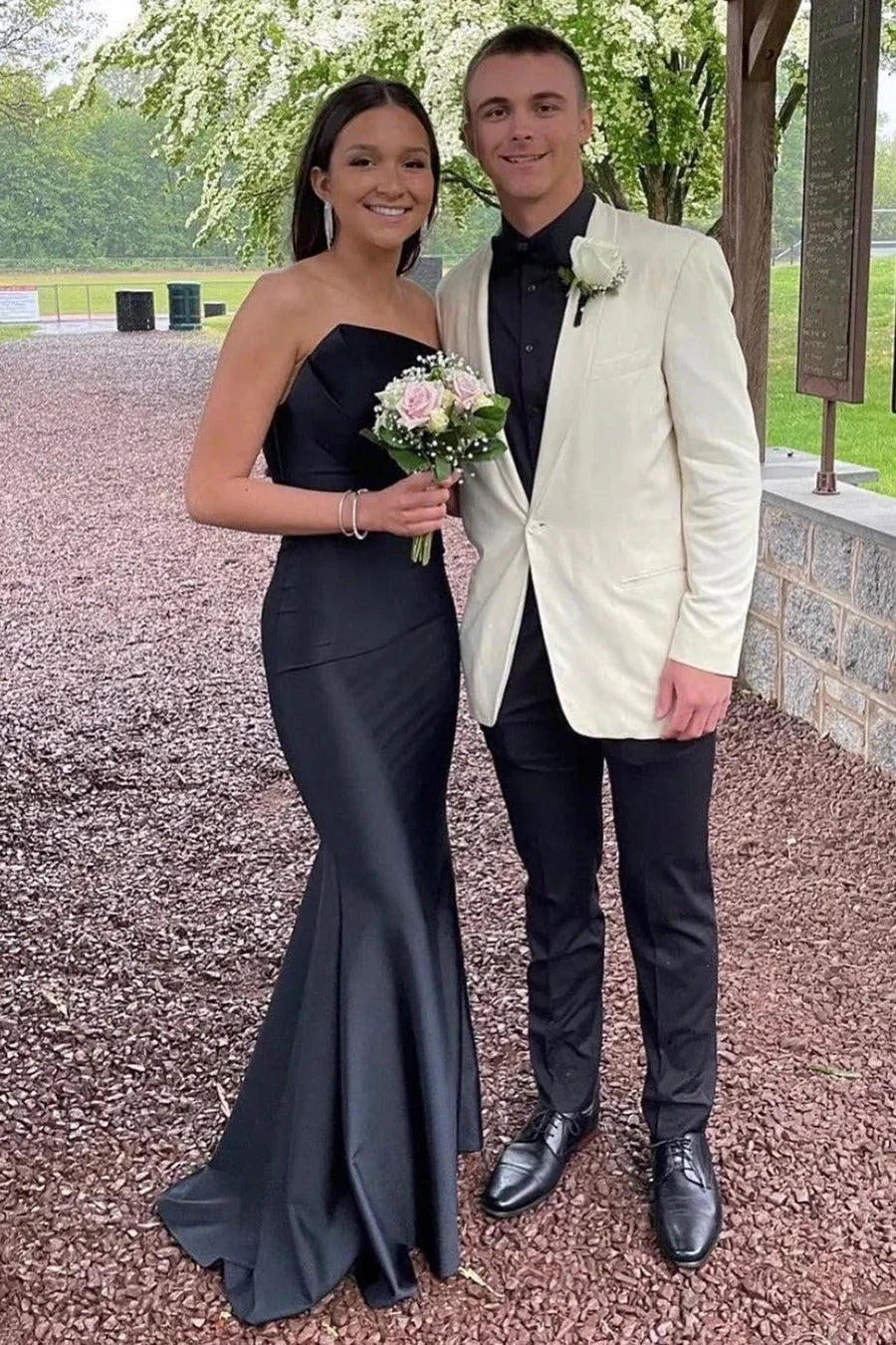 Satin Strapless Ruched Empire Mermaid Party Prom Dress