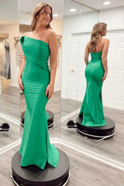 Satin Strapless Ruched Empire Mermaid Party Prom Dress