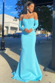 Satin Trumpet Sweetheart Strapless Empire Beaded Prom Dress