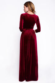 Scoop Quarter Sleeves A-Line Burgundy Bridesmaid Dress