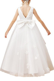 Scoop Sleeveless High Low Tulle A-Line Flower Girl Dress