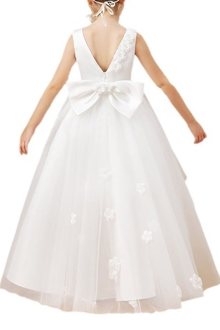 Scoop Sleeveless High Low Tulle A-Line Flower Girl Dress