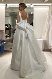 Scoop Sleeveless Satin A-Line Empire Long Wedding Dress