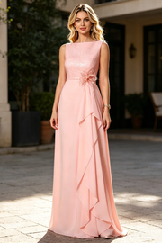 Sequin And Chiffon Scoop Sleeveless A-Line Mother Of The Bride Dress