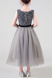 Sequins And Tulle A-Line Scoop Flower Girl Dress