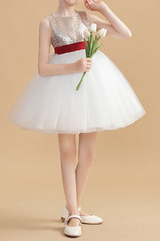 Sequins And Tulle Empire Round Flower Girl Dress