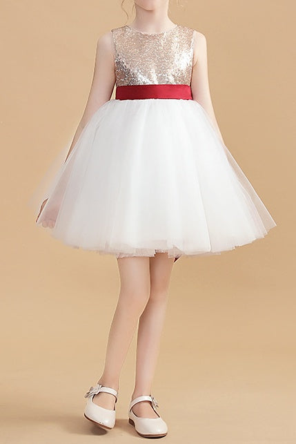 Sequins And Tulle Empire Round Flower Girl Dress