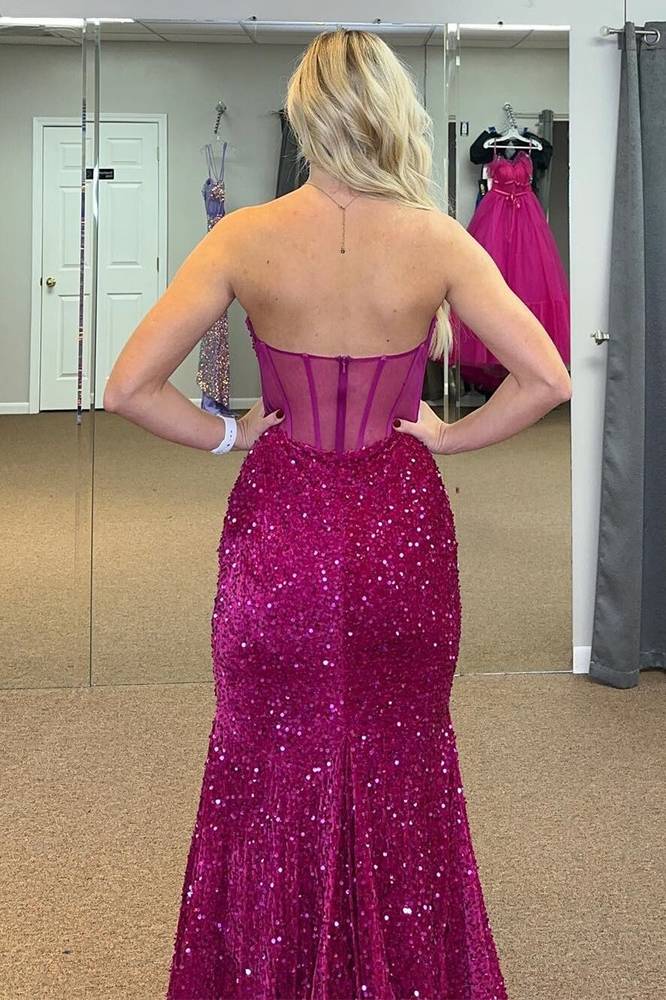 Sequins Sweetheart Strapless Mermaid Prom Dress