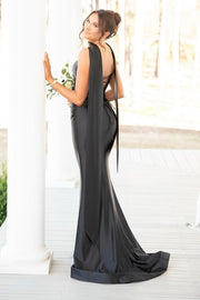 Sexy Black Mermaid Strapless Empire Party Prom Dress With Train