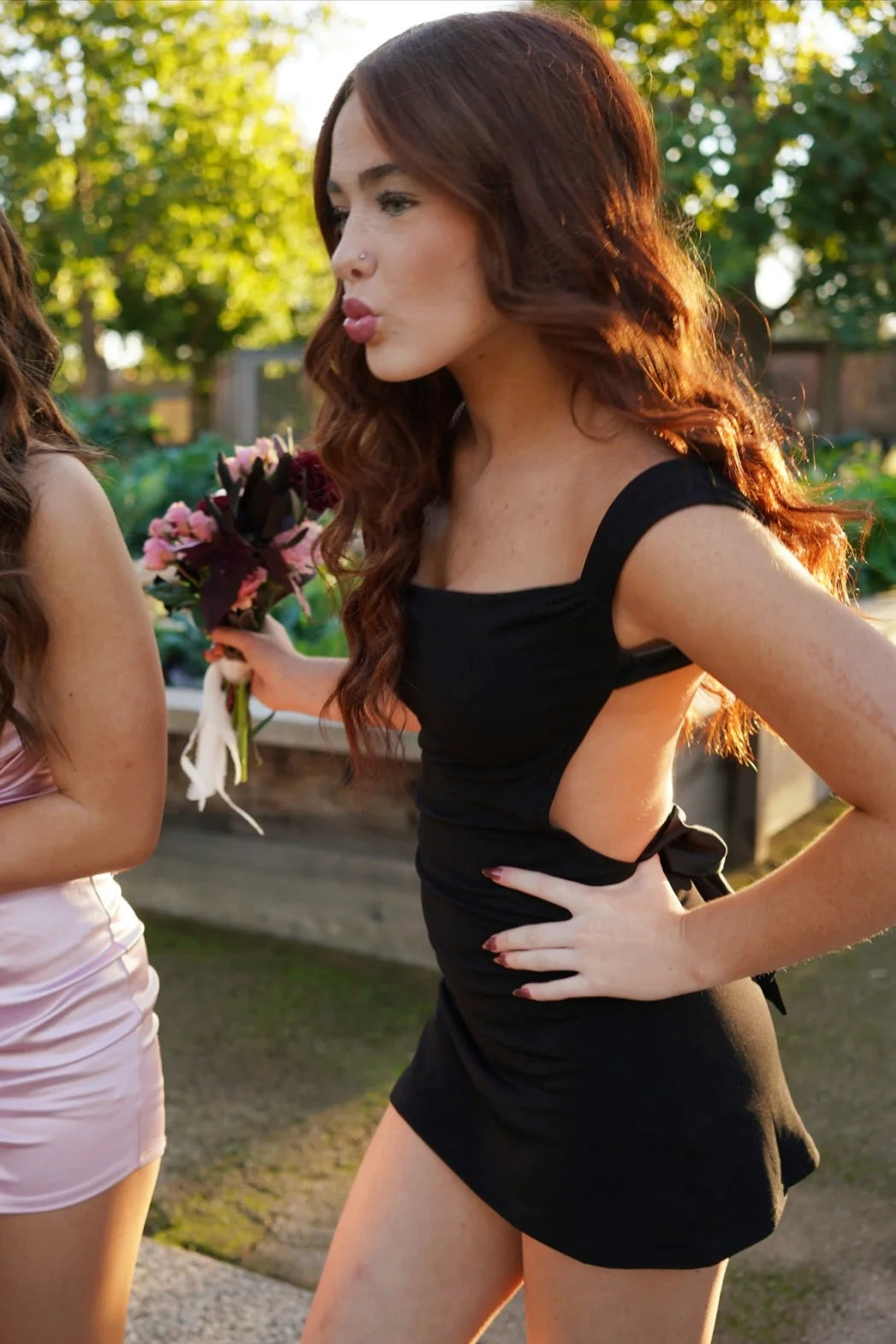 Sexy Black Satin Boat Open Back Mini Homecoming Dress