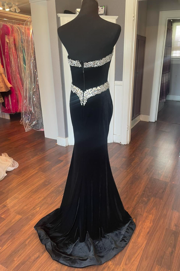 Sexy Black Strapless Beaded Mermaid Party Prom Dress