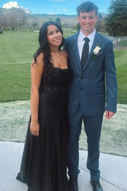 Sexy Black Strapless Mermaid Satin And Lace Party Prom Dress