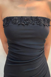 Sexy Bodycon Strapless Party Prom Dress With Lace Appliques