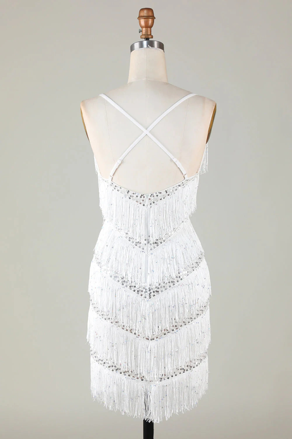 Sexy Glitter V-Neck Sleeveless Empire Beaded Fringed Homecoming Dress