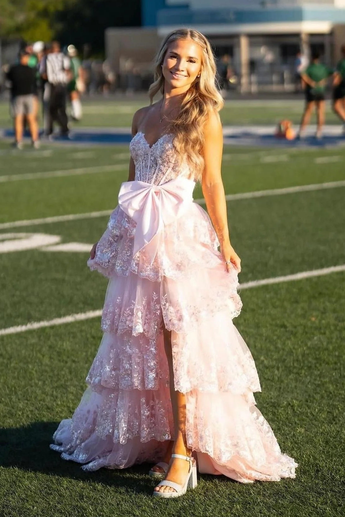 Sexy Lace A-Line Sweetheart Sleeveless With Side Slit Prom Dress