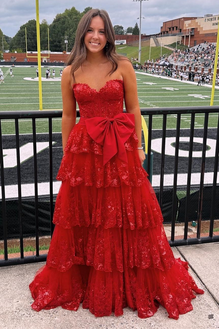 Sexy Lace A-Line Sweetheart Sleeveless With Side Slit Prom Dress
