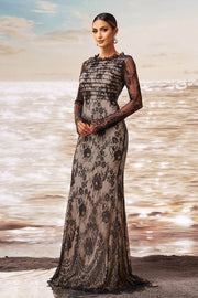 Sexy Lace Mermaid Round Long Sleeves Party Evening Dress