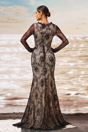 Sexy Lace Mermaid Round Long Sleeves Party Evening Dress